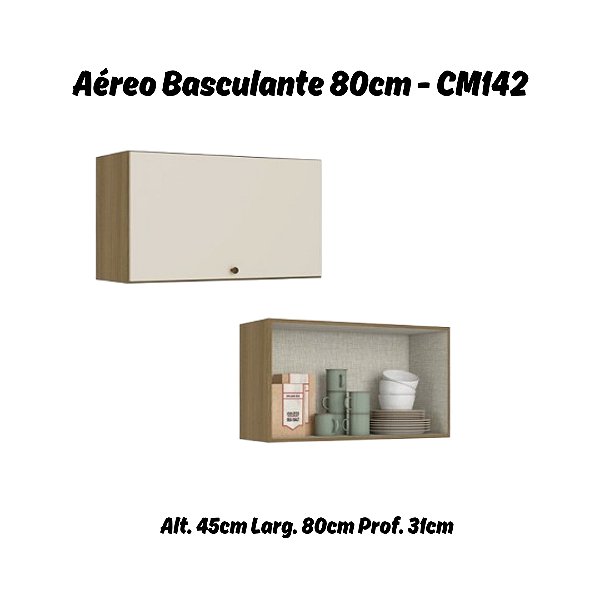 Aéreo 01 Porta Basculante 80cm - Ref. CM142 - Naturale/Off White - Linha Magnolia - Thb Moveis