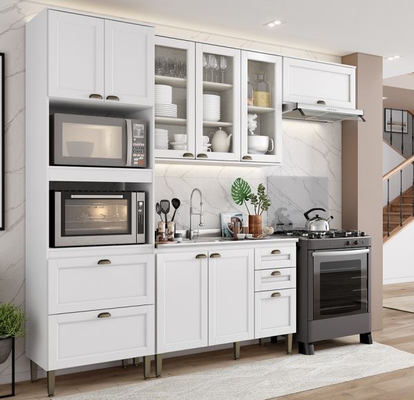Cozinha Modulada 04 pçs - Linha Classy - Branco - Thb Moveis