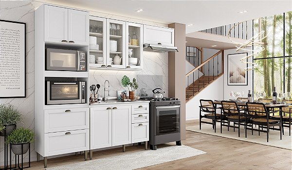 Cozinha Modulada 04 pçs - Linha Classy - Branco - Thb Moveis