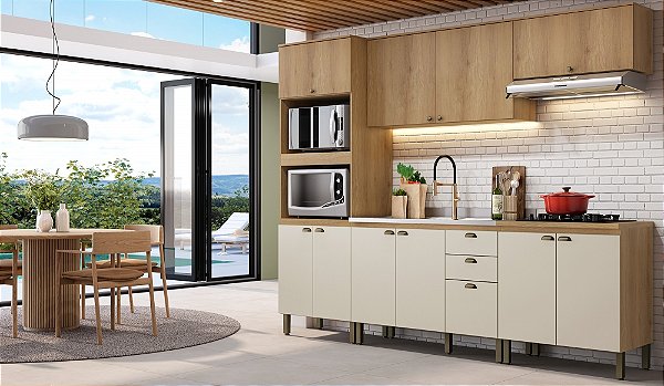 Cozinha Modulada 05 Pçs - Capuccino/ Off White - Linha Finesse - Thb Móveis