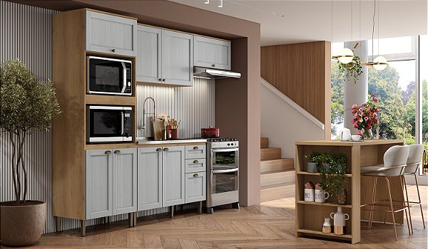 Cozinha Modulada 05 Pçs - Capuccino/ Nordic - Linha Royal - Thb Móveis