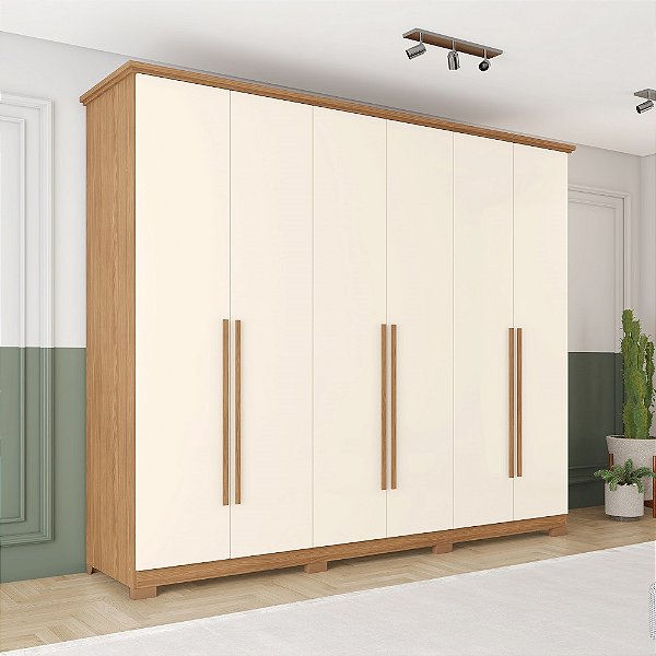 Roupeiro 06 Portas Leblon - D327-127 - Nature/Off White - Moveis Henn