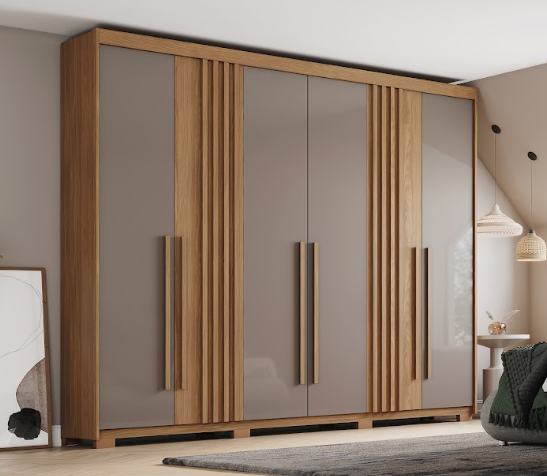 Roupeiro 06 Portas Norton - D325-222 - Nature/Avela - Moveis Henn