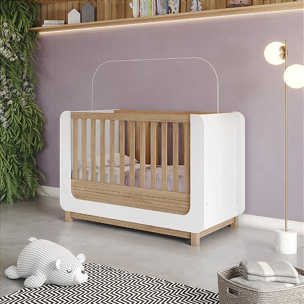 Berço Mini Cama Aconchego - I28-190 - Branco/Jequitiba - Henn