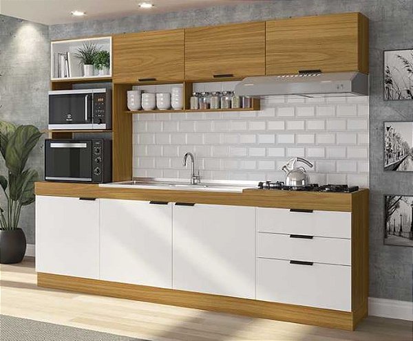 Compacta Bella Ref. CS1163 - Freijó / Branco - Móveis Primavera