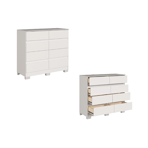 Comoda 08 Gavetas Lara - 5081A - Branco - Moveis Castro