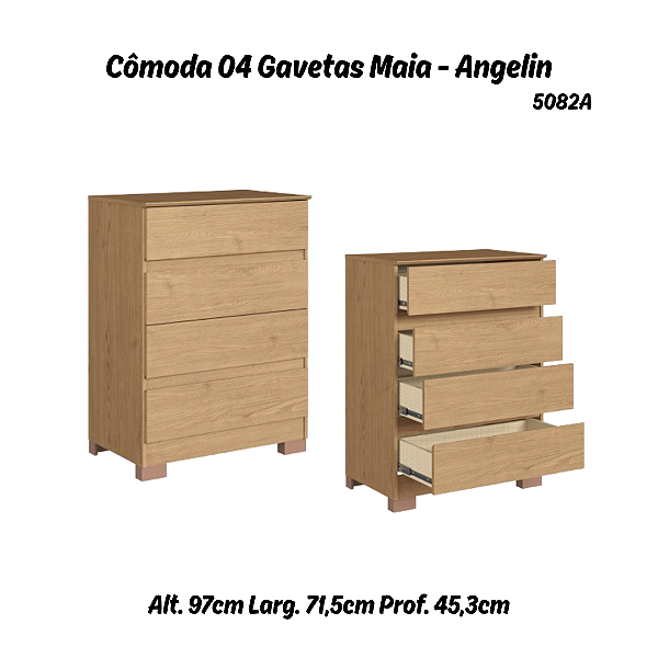 Comoda Maia 04 gavetas - 5082A - Angelin - Moveis Castro