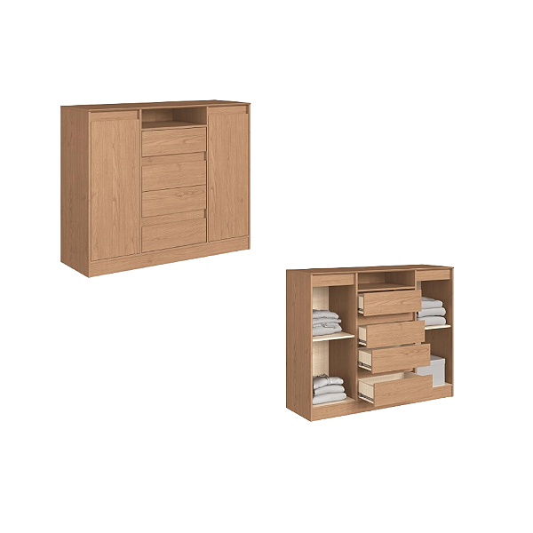 Comoda 04 gavetas 02 Portas Alba - 5085A - Angelin - Moveis Castro