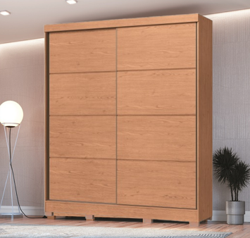 Roupeiro 02 Portas de Correr Pontal 100% MDF - 0920M - Cedro - Moveis Castro