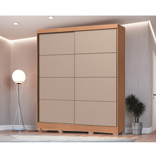 Roupeiro 02 Portas de Correr Pontal 100% MDF - 0920M - Cedro/Duna - Moveis Castro