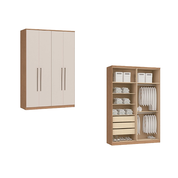 Roupeiro 04 Portas Elegance - 4240A - Angelin/Blanc - Moveis Castro