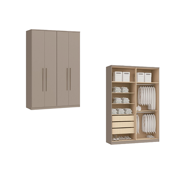 Roupeiro 04 Portas Elegance - 4240A - Niquel - Moveis Castro