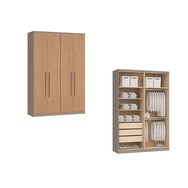 Roupeiro 04 Portas Elegance - 4240A - Niquel/Angelin - Moveis Castro