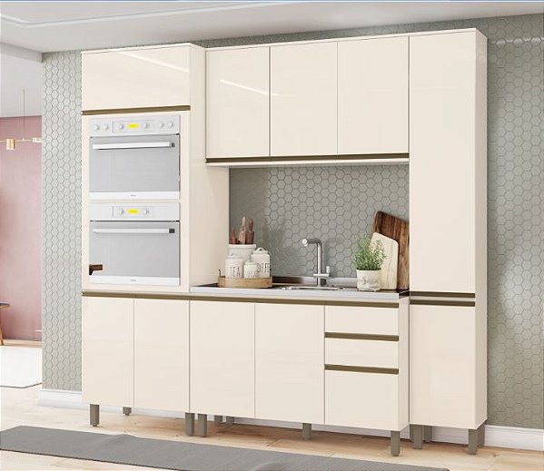 Cozinha Modulada 04 Pçs - Linha Connect - Off White - Móveis Henn