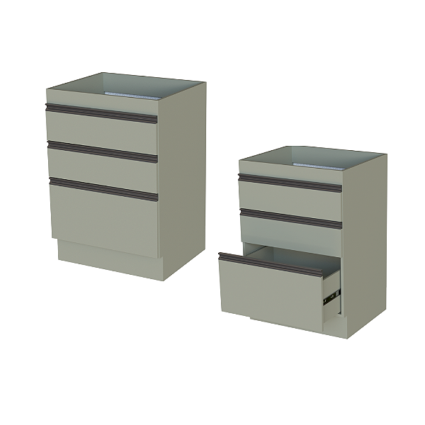 Balcão 03 Gavetas 60cm - CC10031 - Corda - Linha DA CASA - Móveis Primavera