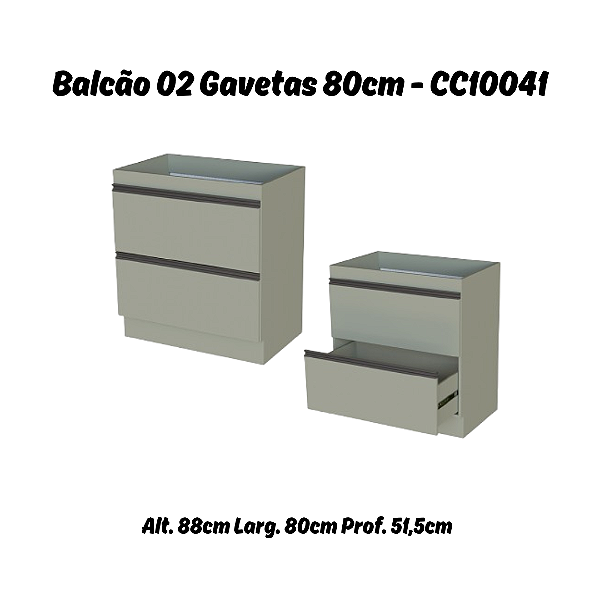 Balcão 02 Gavetas 80cm - Ref. CC10041 - Corda - Linha DA CASA - Móveis Primavera