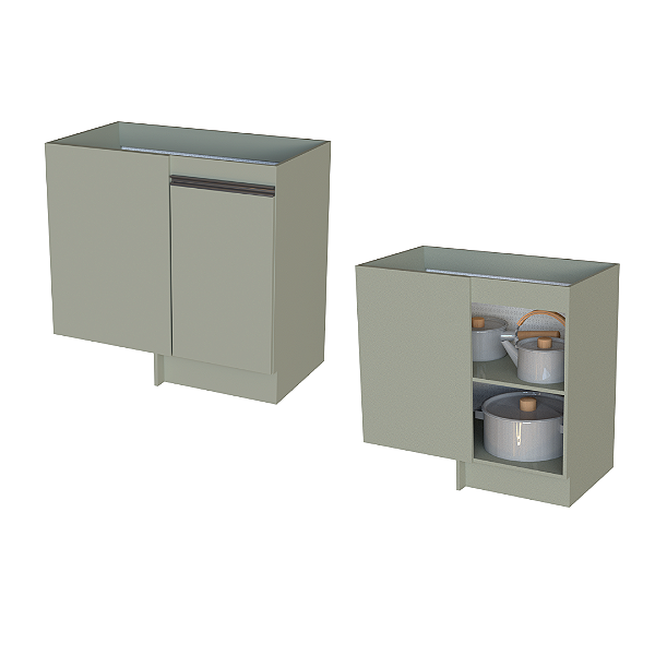 Balcão 01 Porta Canto Reto - CC10101 - Corda - Linha DA CASA - Móveis Primavera