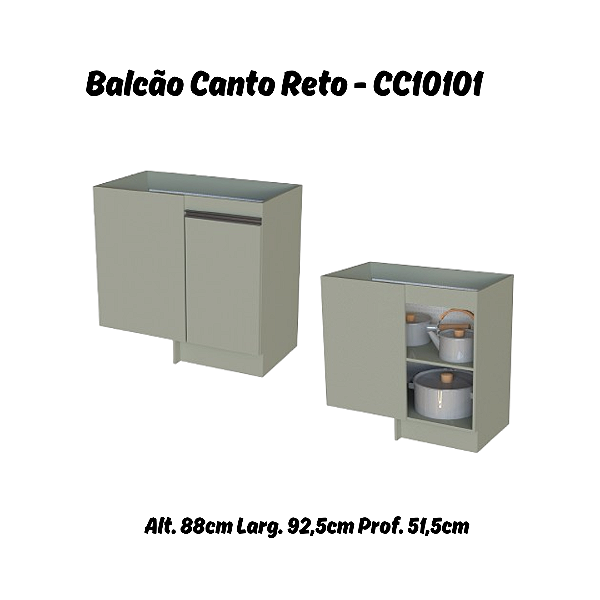 Balcão 01 Porta Canto Reto - Ref. CC10101 - Corda - Linha DA CASA - Móveis Primavera