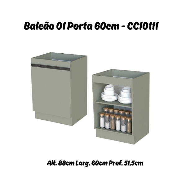 Balcão 01 Porta 60cm - Ref. CC10111 - Corda - Linha DA CASA - Móveis Primavera