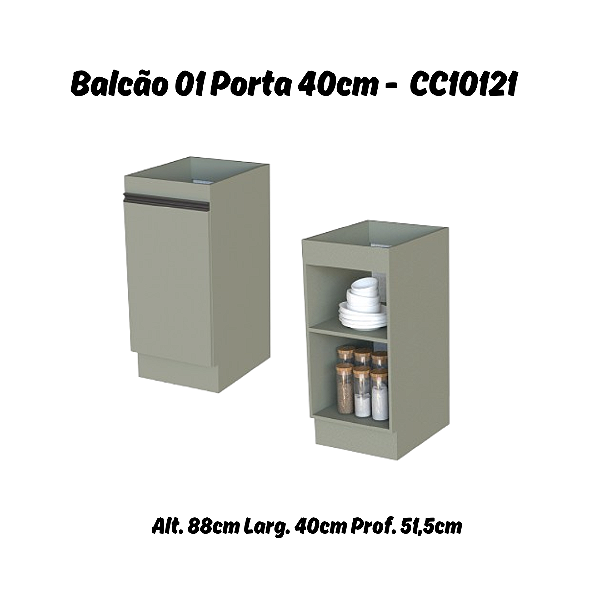 Balcão 01 Porta 40cm - Ref. CC10121 - Corda - Linha DA CASA - Móveis Primavera