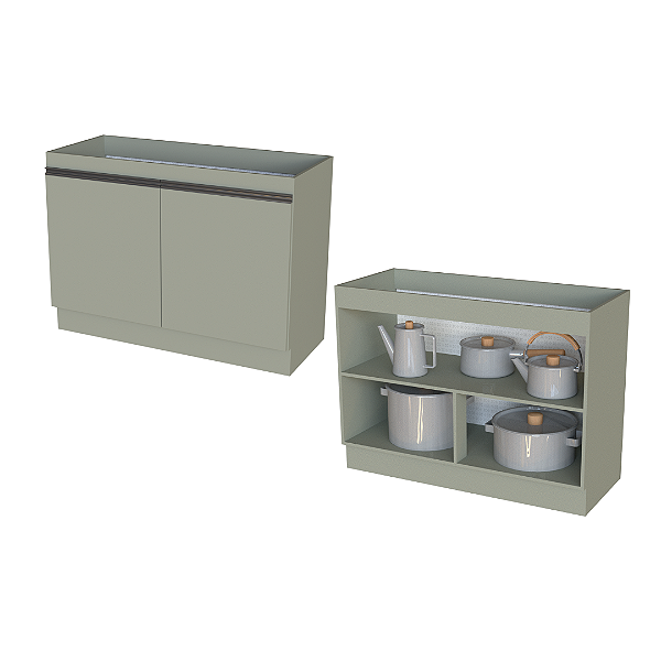 Balcão 02 Portas 120cm - CC10201 - Corda - Linha DA CASA - Móveis Primavera