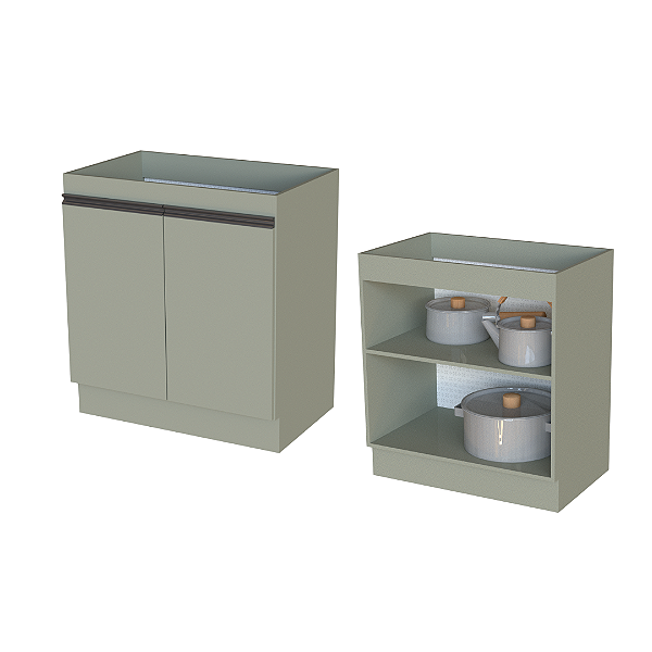 Balcão 02 Portas 80cm - CC10211 - Corda - Linha DA CASA - Móveis Primavera