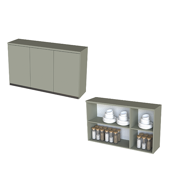 Aéreo 03 Portas 120cm - CC10302 - Corda - Linha DA CASA - Móveis Primavera