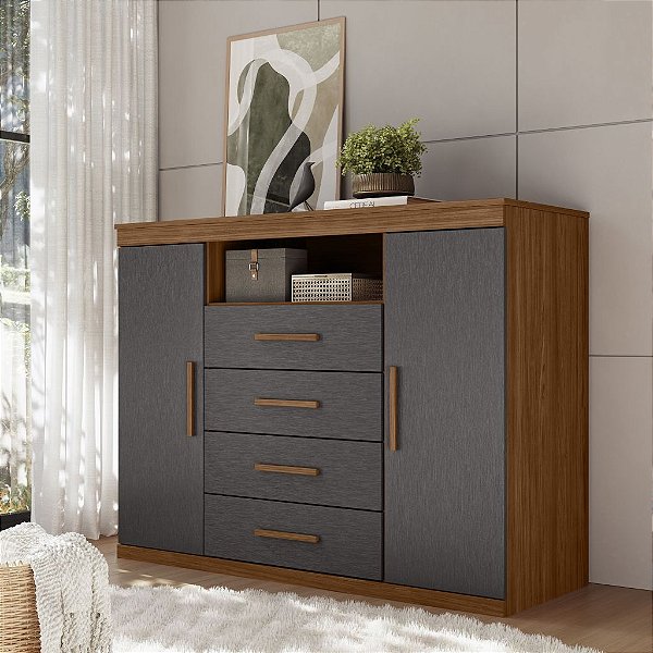 Cômoda Master - 309948 - Jatobá/Grafite - Santos Andira