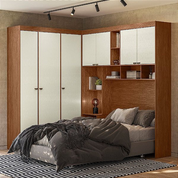Dormitório Compacto Lugano - 163443 - Jatobá/Areia - Santos Andira