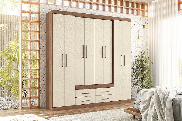 Roupeiro 08 Portas Napoles 8.4 - 158543 - Jatobá/Areia - Santos Andira