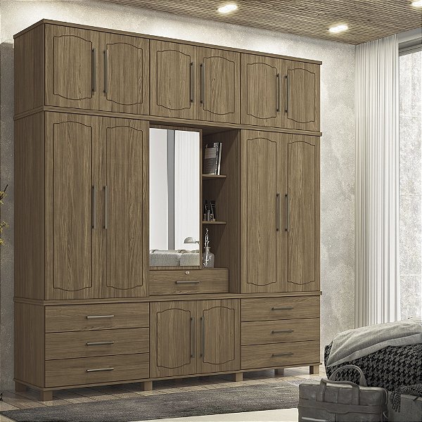 Roupeiro 13 Portas 07 Gavetas Londres Capelinha - 158844 - Jatoba - Santos Andira
