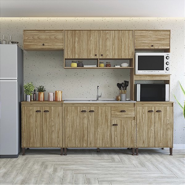 Cozinha Modulada Torino 5 pçs - MB 9004 - Mel - Movelbento