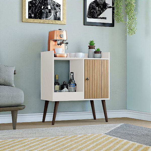 Aparador 01 Porta - MB 1058 - Mel / Off White - Movelbento