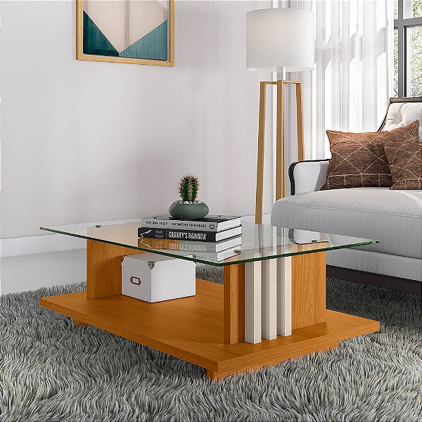 Mesa de Centro Frizz - Ref. 304139 - Cinamomo / Off White  - Madetec