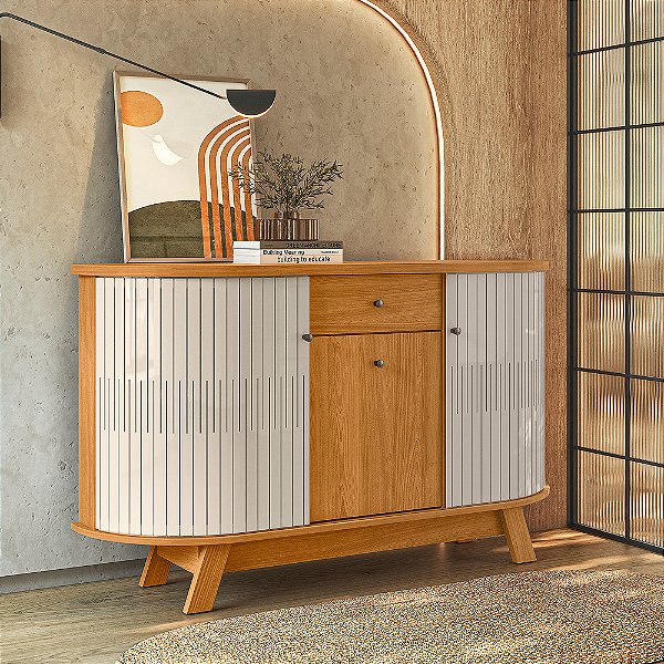 Balcão Buffet Monza - Ref. 310139 - Cinamomo / Off White - Madetec