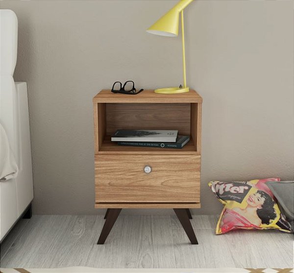 Mesa Cabeceira Linha Retrô - RT 3019 - Mel - Movelbento