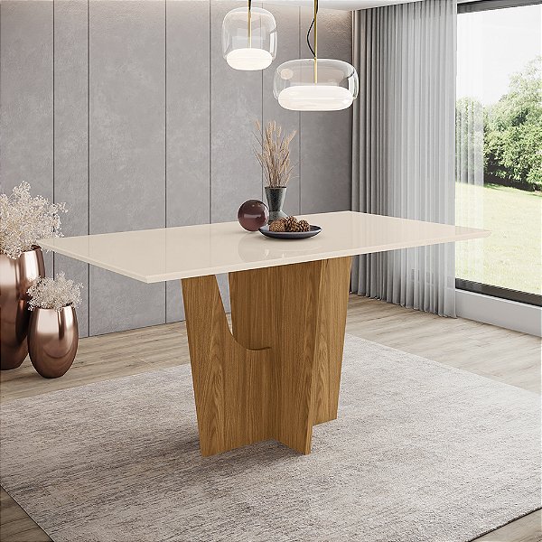 Mesa Vértice Retangular 160cm Ref. SC36-127 - Nature / Off White - Móveis Henn