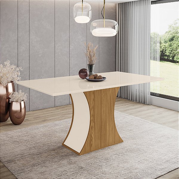 Mesa Luiza Retangular 160cm Ref. SC16-127 - Nature / Off White - Móveis Henn