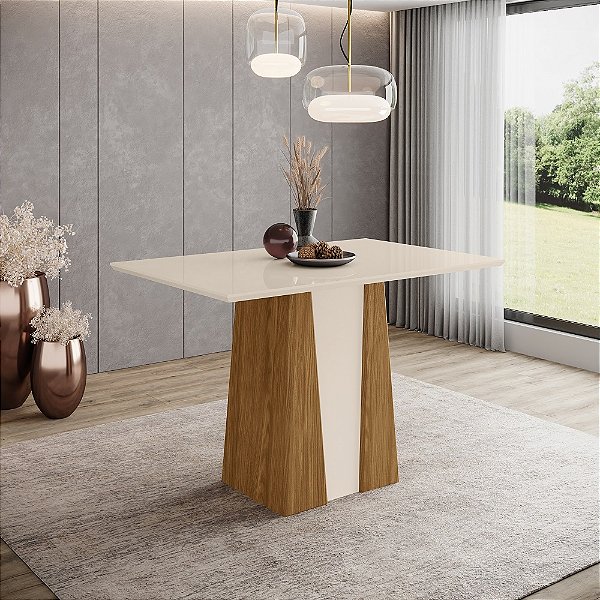Mesa Orus Retangular 120cm Ref. S210-151 - Nature / Off White - Móveis Henn