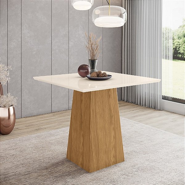 Mesa Dora Quadrada 90cm Ref. S211-127 - Nature / Off White - Móveis Henn