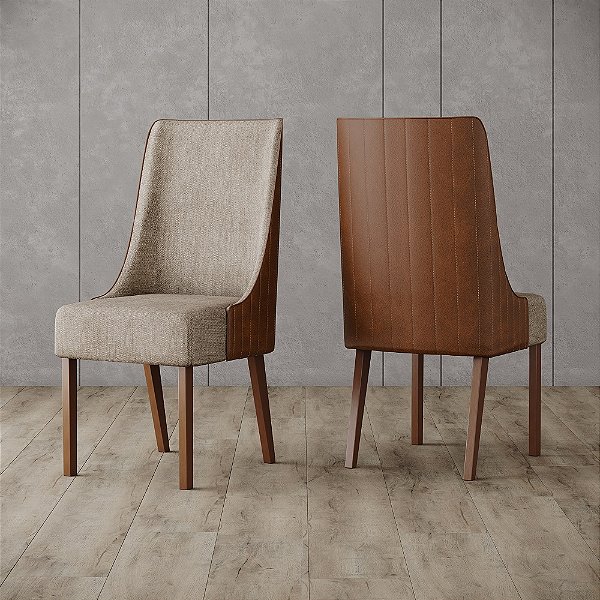 Par de Cadeiras Ivy - Ref. S36-535 - Corano Caramelo / Creme - Moveis Henn