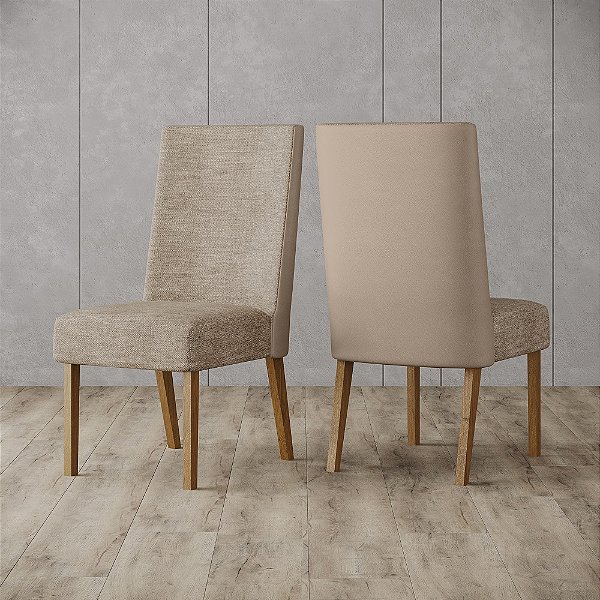 Par de Cadeiras Anne - Ref. S33-536 - Corano Bege / Creme - Moveis Henn