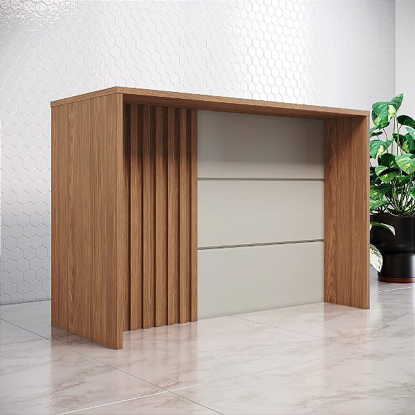 Bancada Gourmet 100% MDF - C630-127 - Nature/Off White - Linha Requinte - Moveis Henn