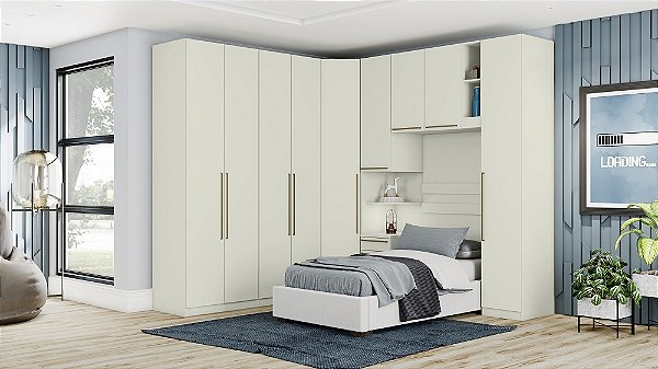 Dormitório Modulado 06 Pçs - Linha Seletto - Areia - Móves Henn