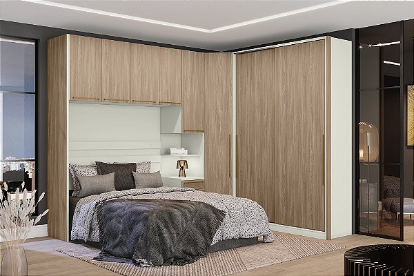 Dormitório Modulado 04 Pçs - Linha Seletto - Areia/Jequitiba - Móves Henn