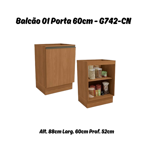 Balcão 01 Porta 60cm - Ref. G742 - Canela - Linha Maxxi - Kappesberg