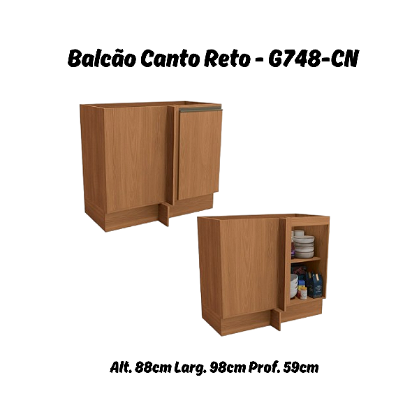 Balcão 01 Porta Canto Reto - Ref. G748 - Canela - Linha Maxxi - Kappesberg
