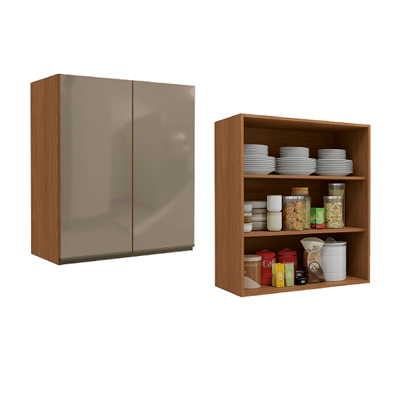Aéreo 02 Portas 80cm com Vidro - Ref. G765 - Canela - Linha Maxxi - Kappesberg