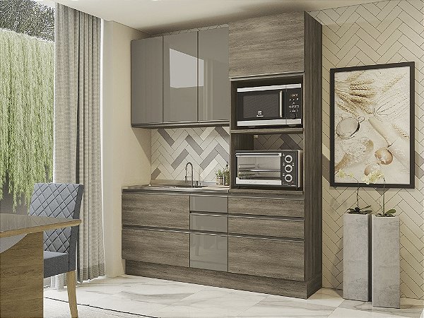 Cozinha Modulada 03 Pçs - Nogal - Linha Maxxi - Kappesberg