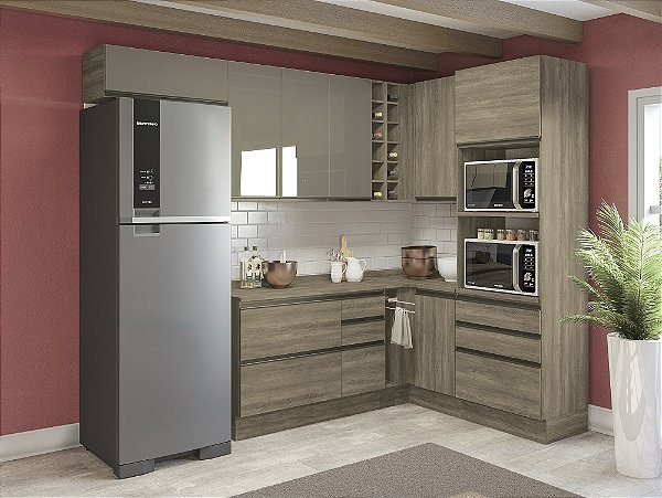 Cozinha Modulada 08 Pçs - Nogal - Linha Maxxi - Kappesberg